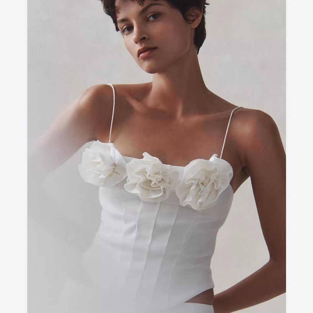 Anthropologie Sunday in Brooklyn White Floral Corset Tank – XL, NWT